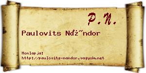 Paulovits Nándor névjegykártya