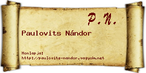 Paulovits Nándor névjegykártya